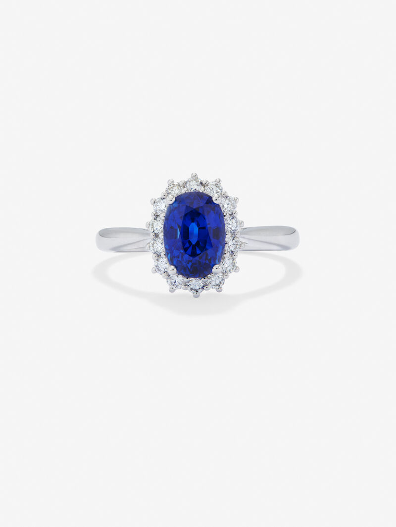 18K White Gold Ring with Royal Blue Zafiro in 2.38 cts oval size image number 4