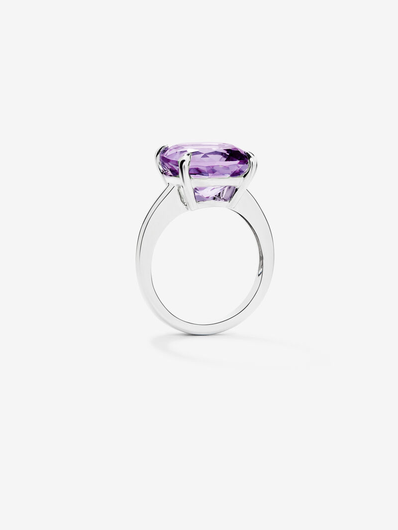 Silver ring with purple amethyst image number 2