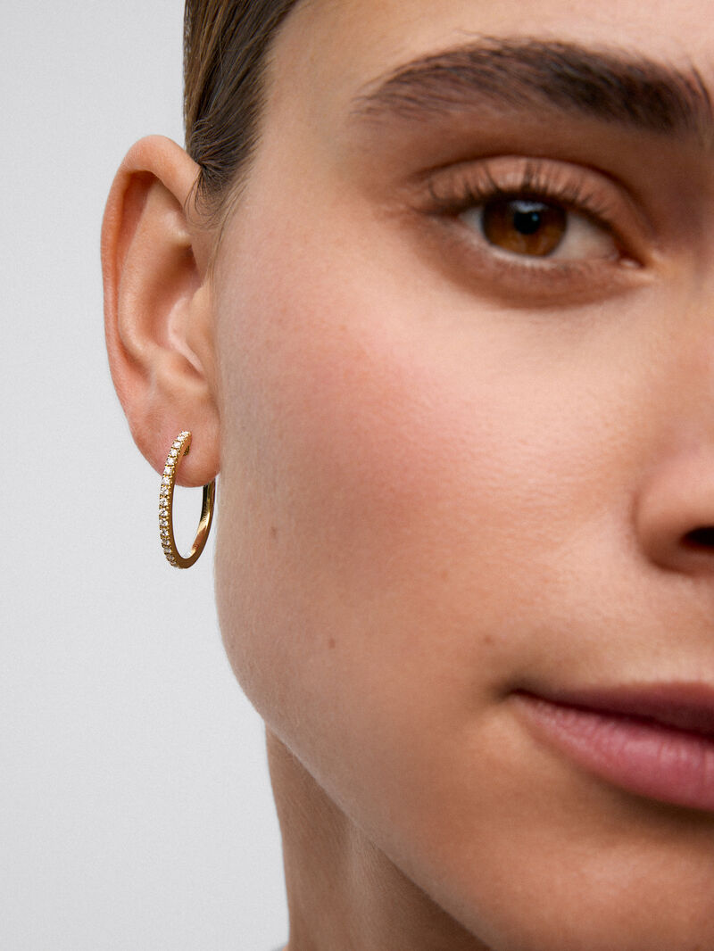 18K yellow gold ring earrings with white diamonds of 0.51 cts image number 3