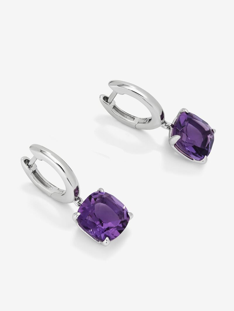 Silver earrings with purple amethists image number 3