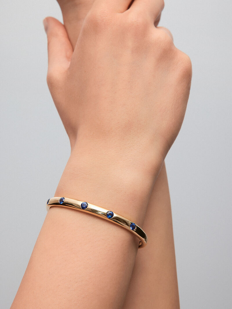 18K yellow gold bracelet with 1.69 ct brilliant-cut blue sapphires image number 3