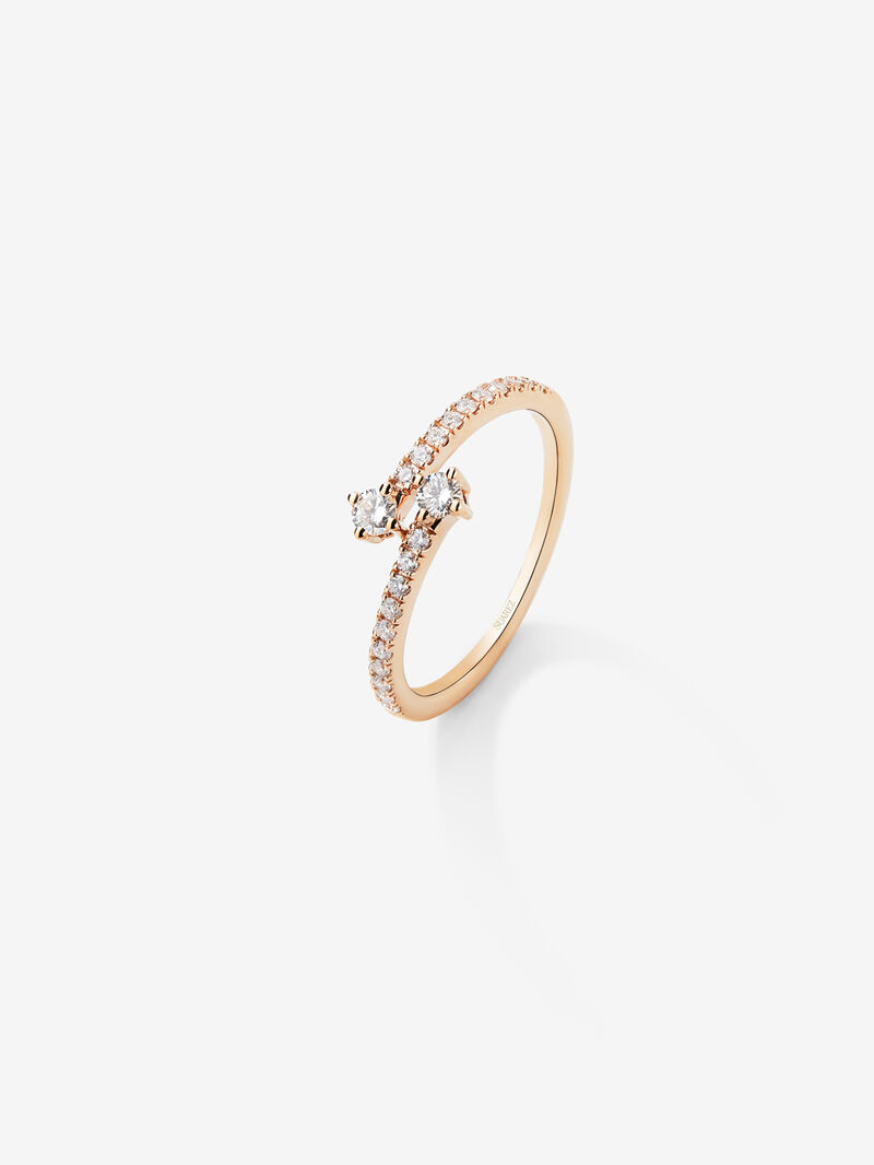 You and Me ring in 18K rose gold with diamonds. image number 0