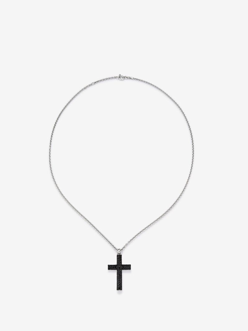 925 silver pendant with a cross of 75 brilliant-cut black spinels with a total of 1.04 cts image number 0