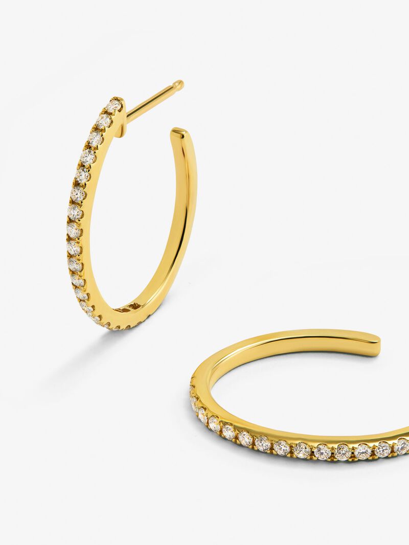 18K yellow gold ring earrings with white diamonds of 0.51 cts image number 2