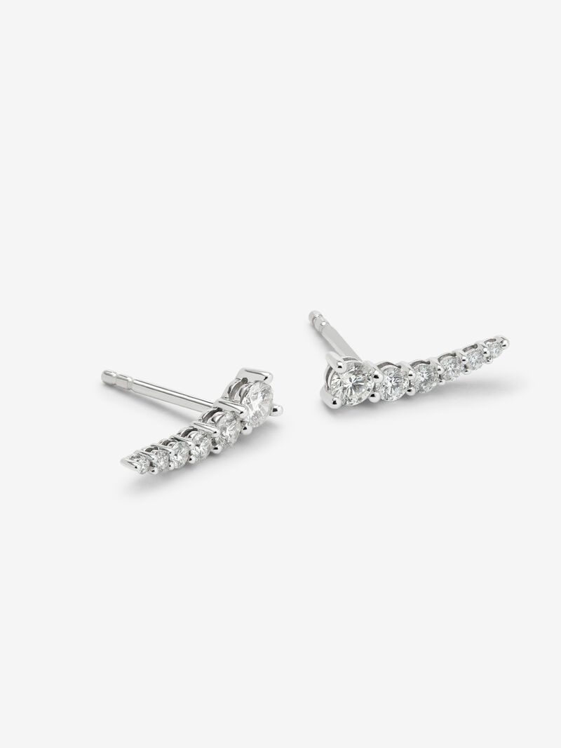 18K White Gold Climber Earrings with Diamonds image number 2