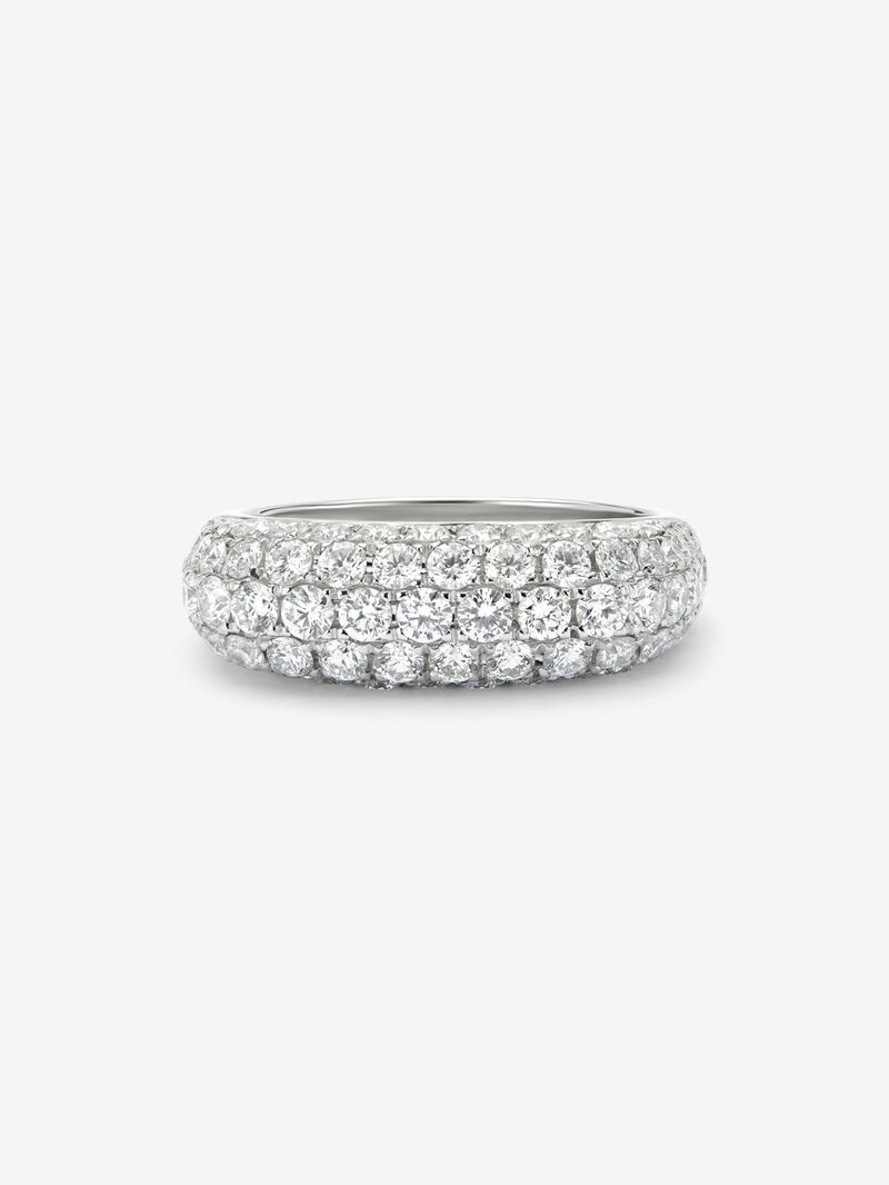 18K White Gold Ring with white diamond pavement in 1.6 cts bright size image number 1