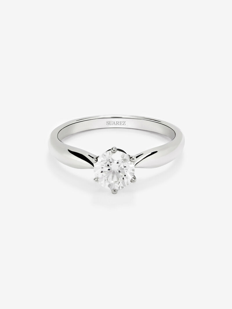 18K white gold solitaire ring with 0.4 ct brilliant cut diamond image number 2