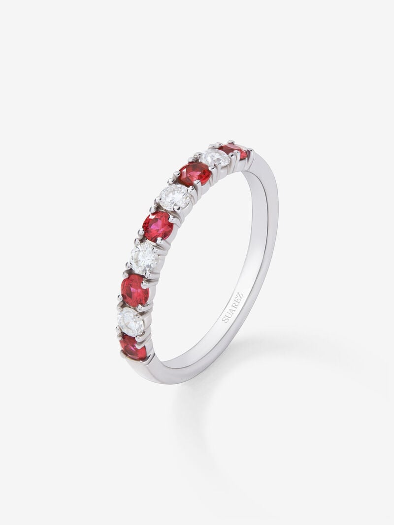Half-eternity 18K gold ring with ruby and diamond image number 0