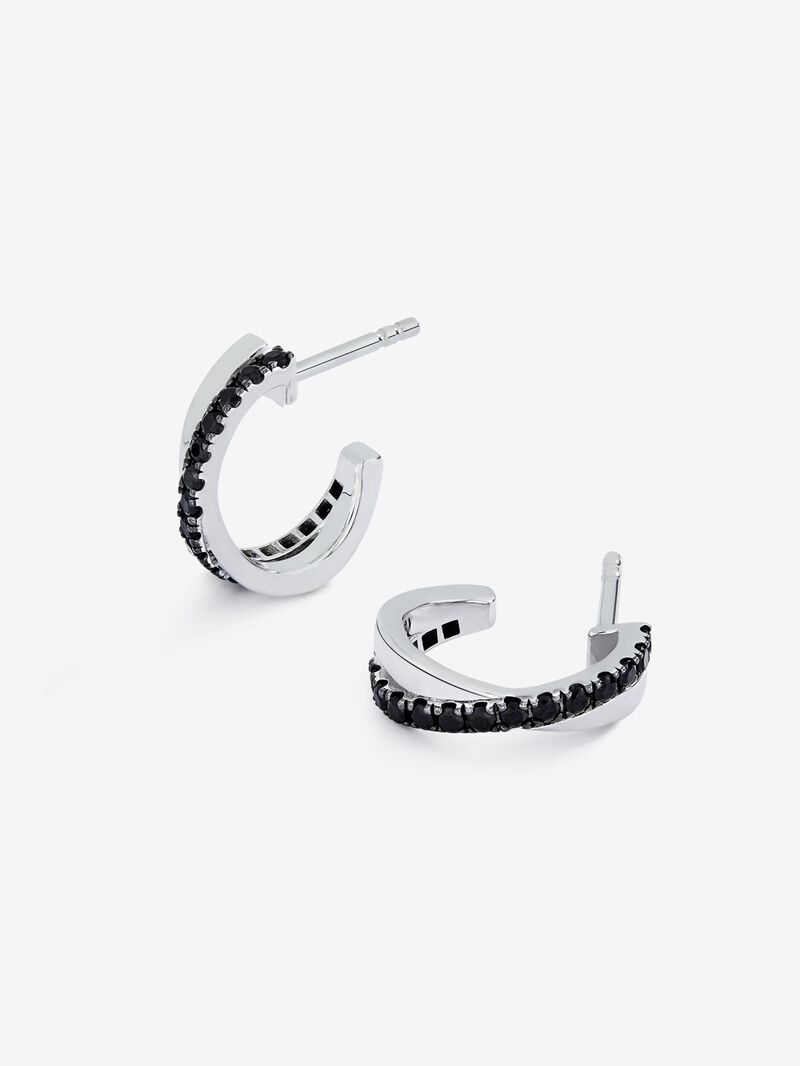 925 silver earrings with 36 brilliant-cut black spinels image number 2