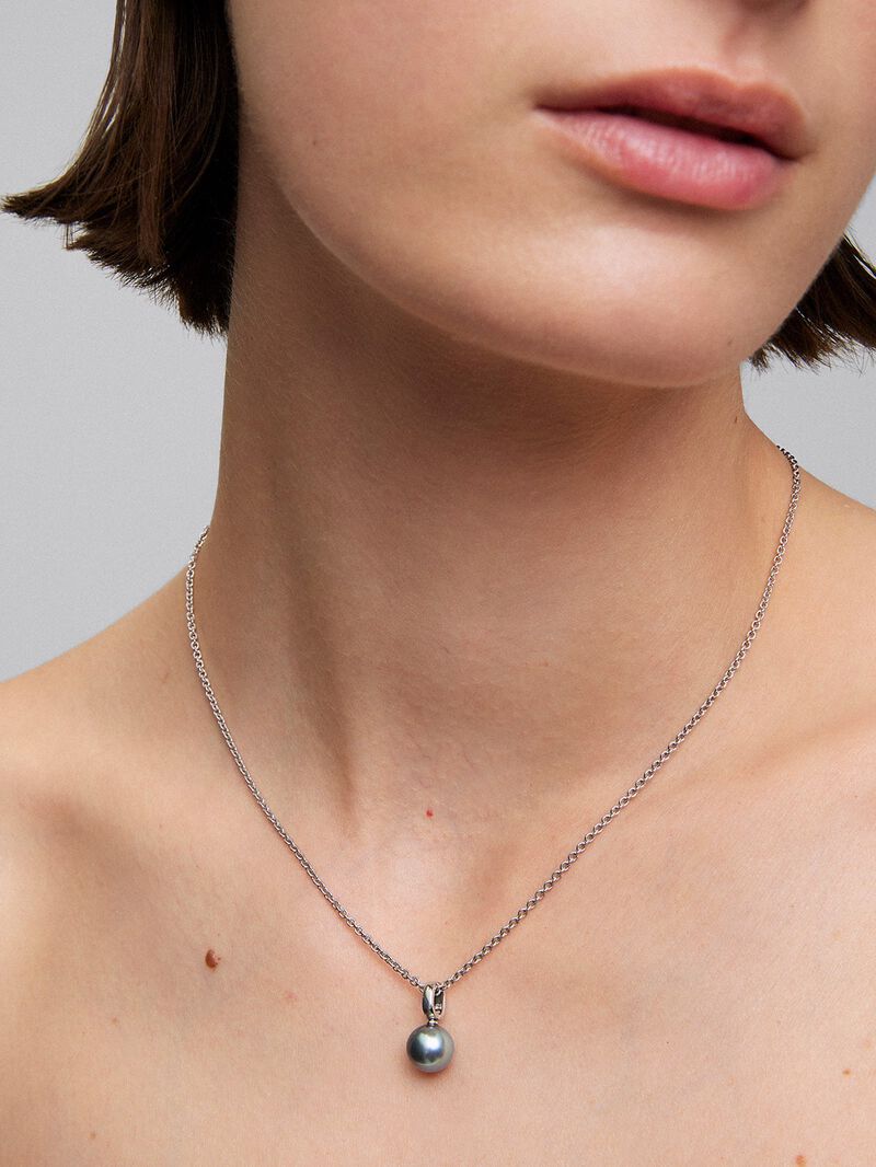 925 silver chain pendant with 8.5 mm tahiti pearl image number 1
