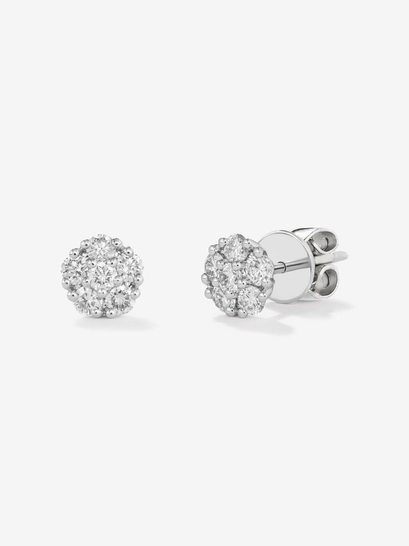 18K white gold earrings with 12 brilliant-cut diamonds with a total of 0.66 cts image number 1