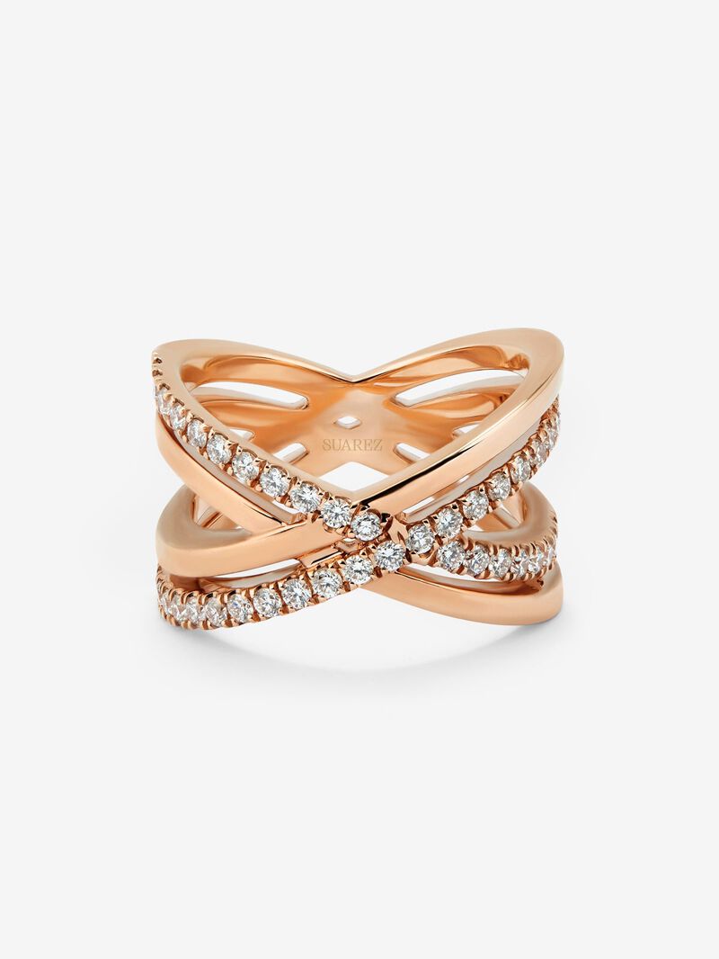 18K rose gold cross ring with 40 brilliant-cut diamonds with a total of 0.56 cts image number 2