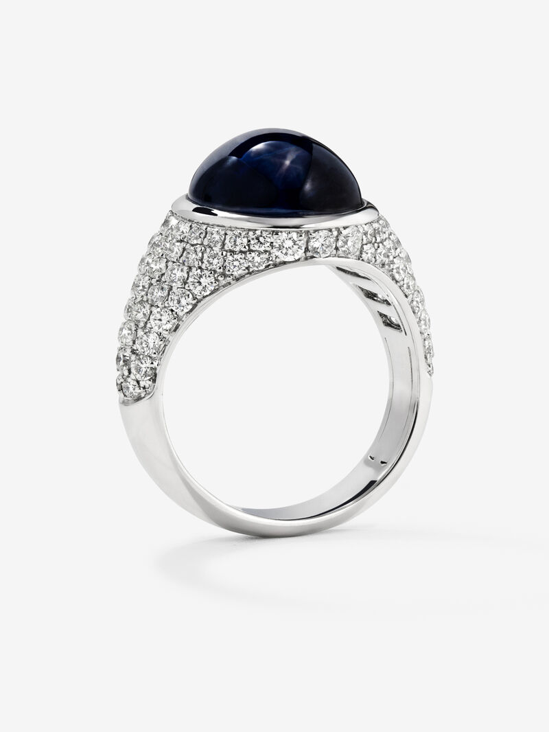 18K white gold ring with blue sapphire image number 4