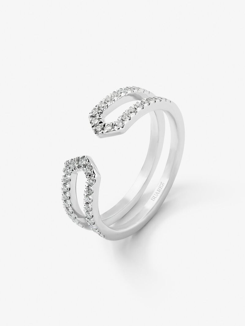 18K white gold ring with 40 brilliant-cut diamonds with a total of 0.32 cts image number 0