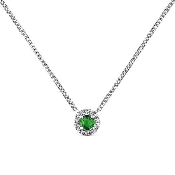 Big Three pendant white gold 0,10 carats green emerald, PT7007-00E3MM_V