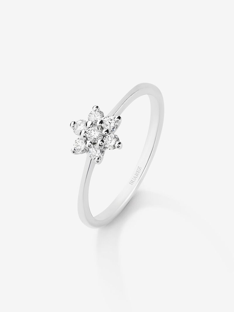 18K white gold ring with 7 brilliant-cut diamonds with a total of 0.24 cts and star shape image number 0