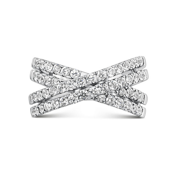 Anillo cruzado multibrazo de oro blanco de 18kt con diamantes, SO18029-OBD_V