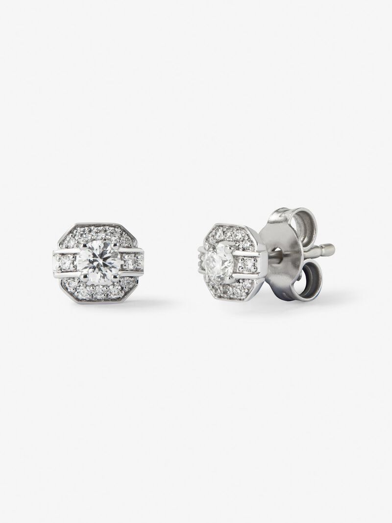 18K white gold earrings with 2 central brilliant-cut diamonds with a total of 0.2 cts and a border of 24 brilliant-cut diamonds with a total of 0.1 cts image number 1