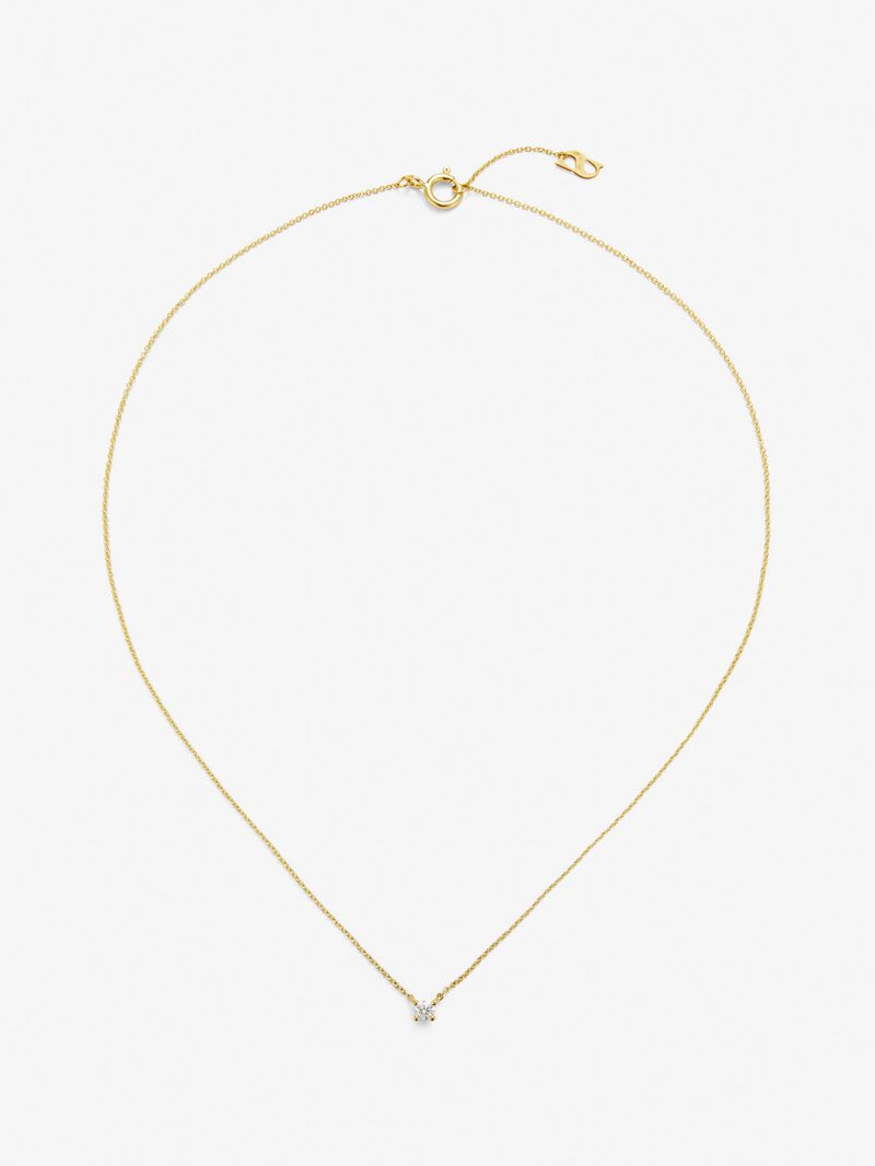18K yellow gold solitaire pendant with 0.15 ct brilliant cut diamond image number 0