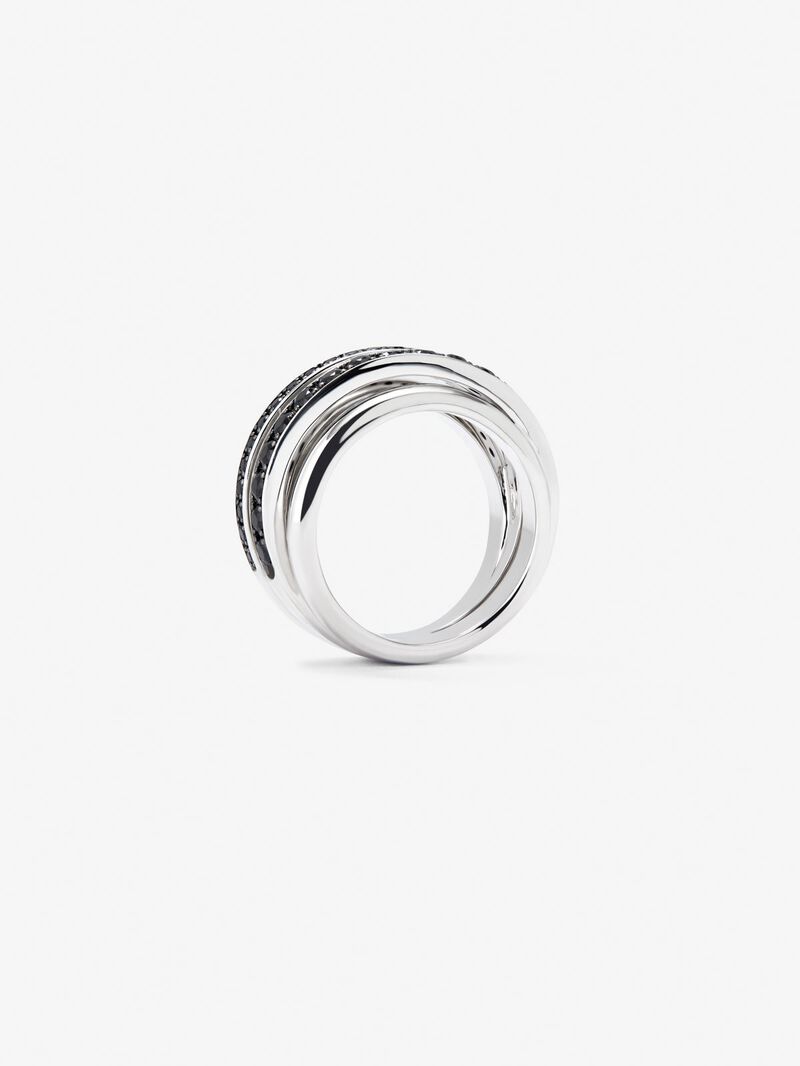 925 Silver Ring with Black Spinel Pavé image number 7