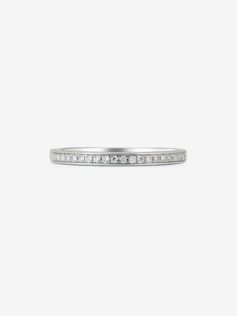 Half wedding band in 18K white gold with brilliant-cut pavé diamonds with a total of 0.08 cts image number 1