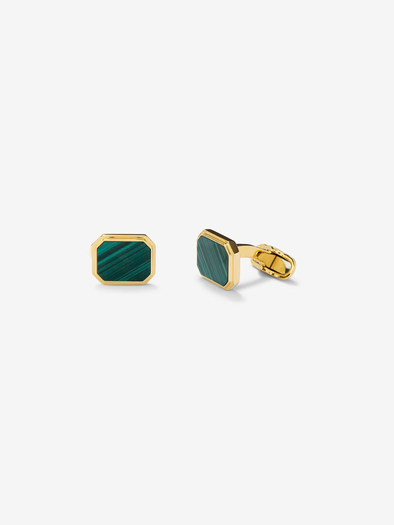 18K yellow gold cufflinks with 6.7 ct green malachite image number 0