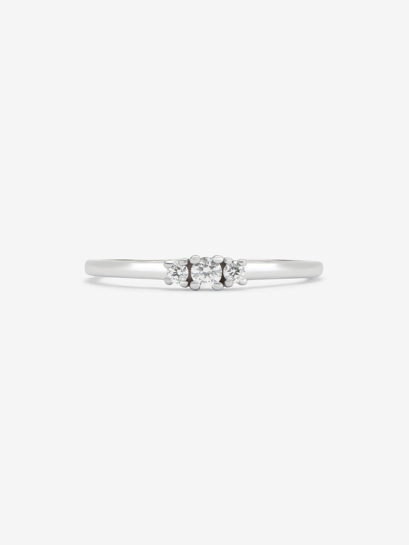 18K White Gold Trilogy Ring with Diamonds image number 2