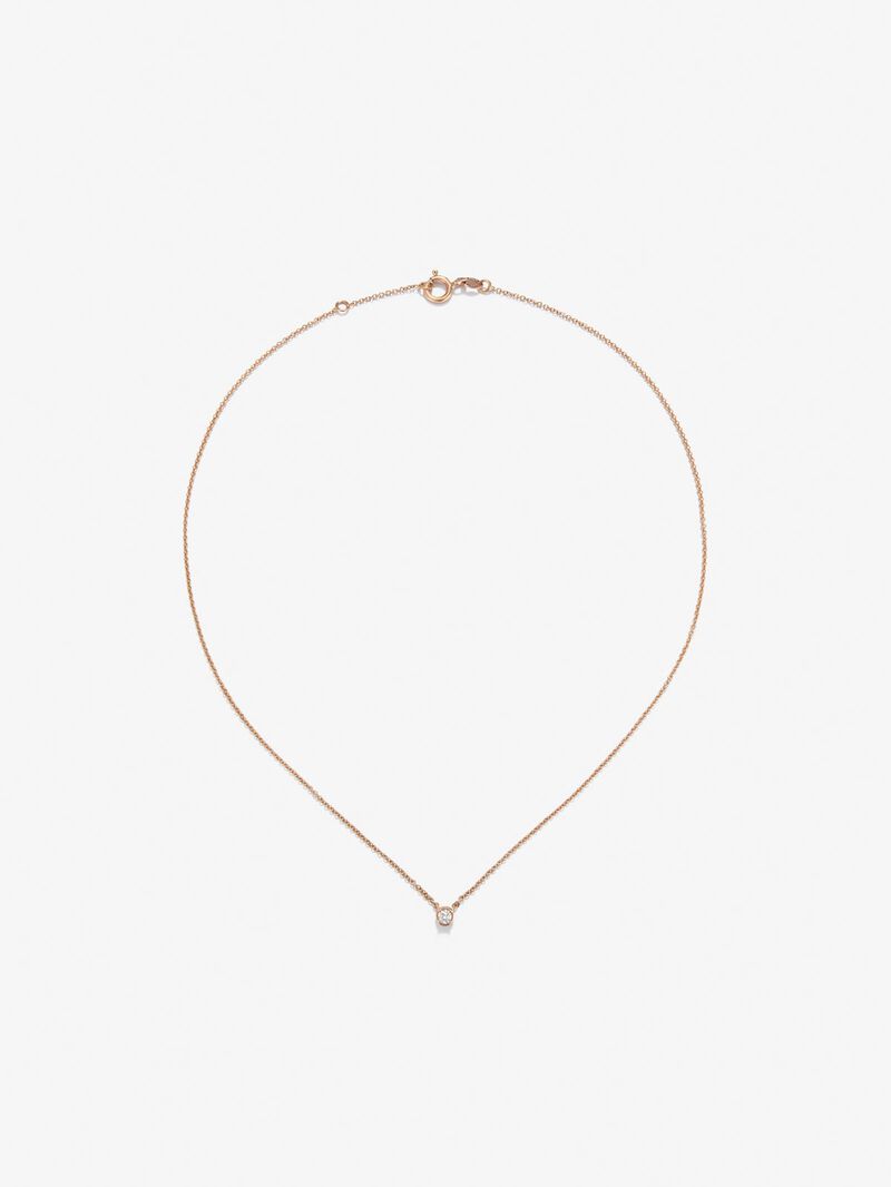 18K rose gold chain pendant with solitary diamond image number 0