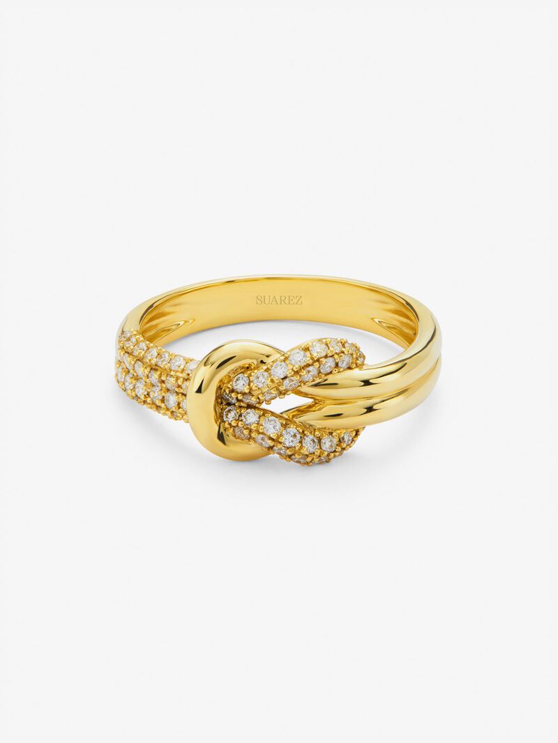 18K yellow gold ring with white diamonds of 0.32 cts and knot shape image number 2