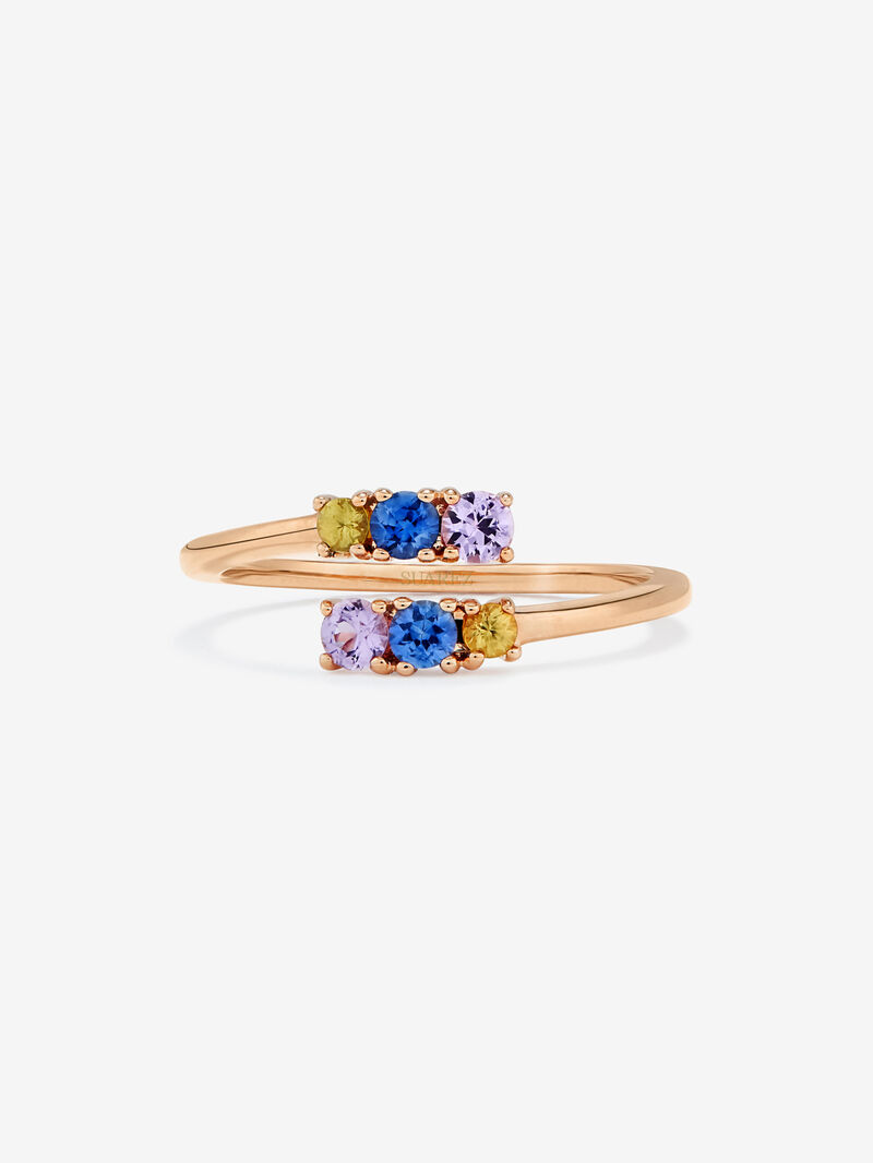 You and me ring in 18K rose gold with 6 multicolored sapphires with a total of 0.49 cts image number 2