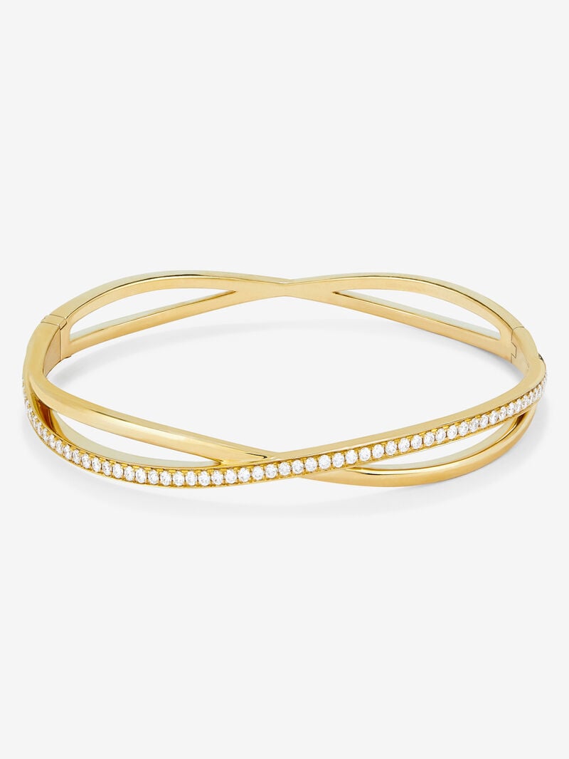 Rigid yellow gold bracelet of 18k with white diamonds in 0.74 cts image number 0