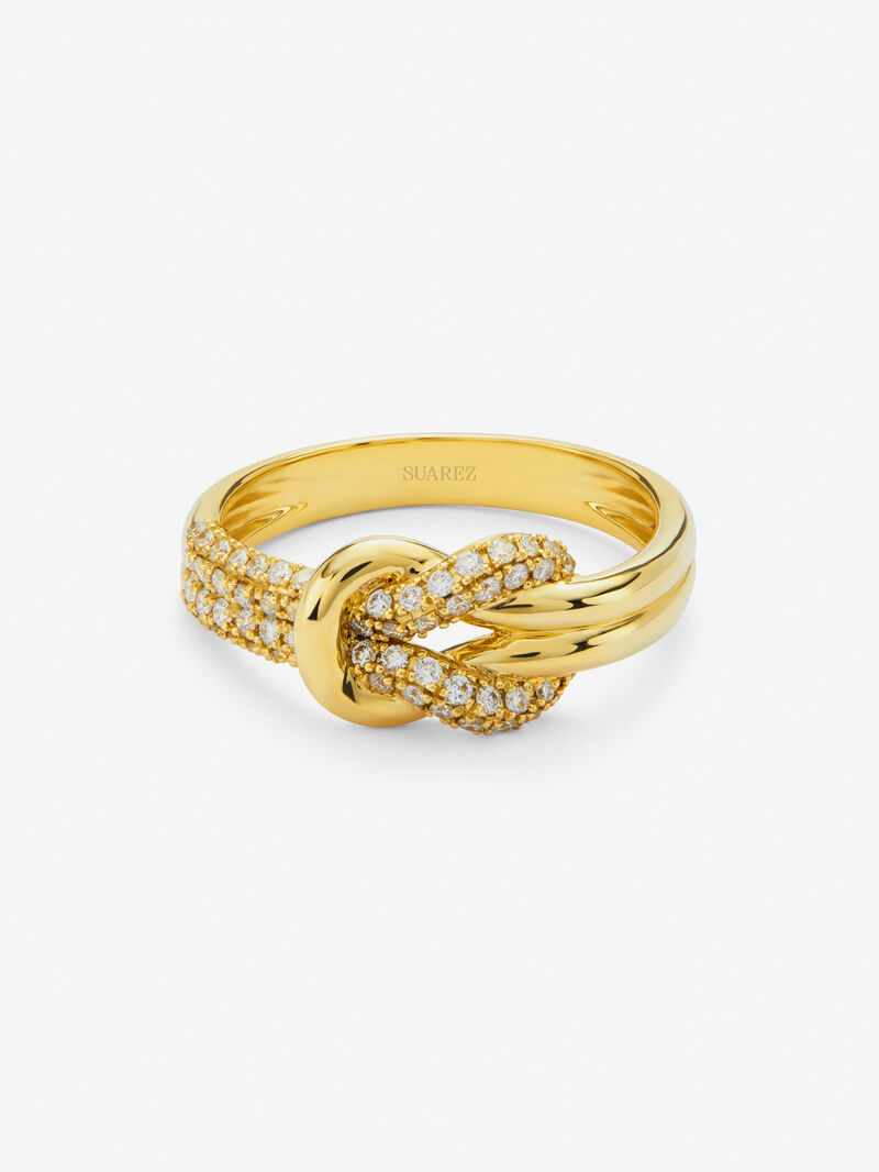 18K yellow gold ring with white diamonds of 0.32 cts and knot shape image number 2
