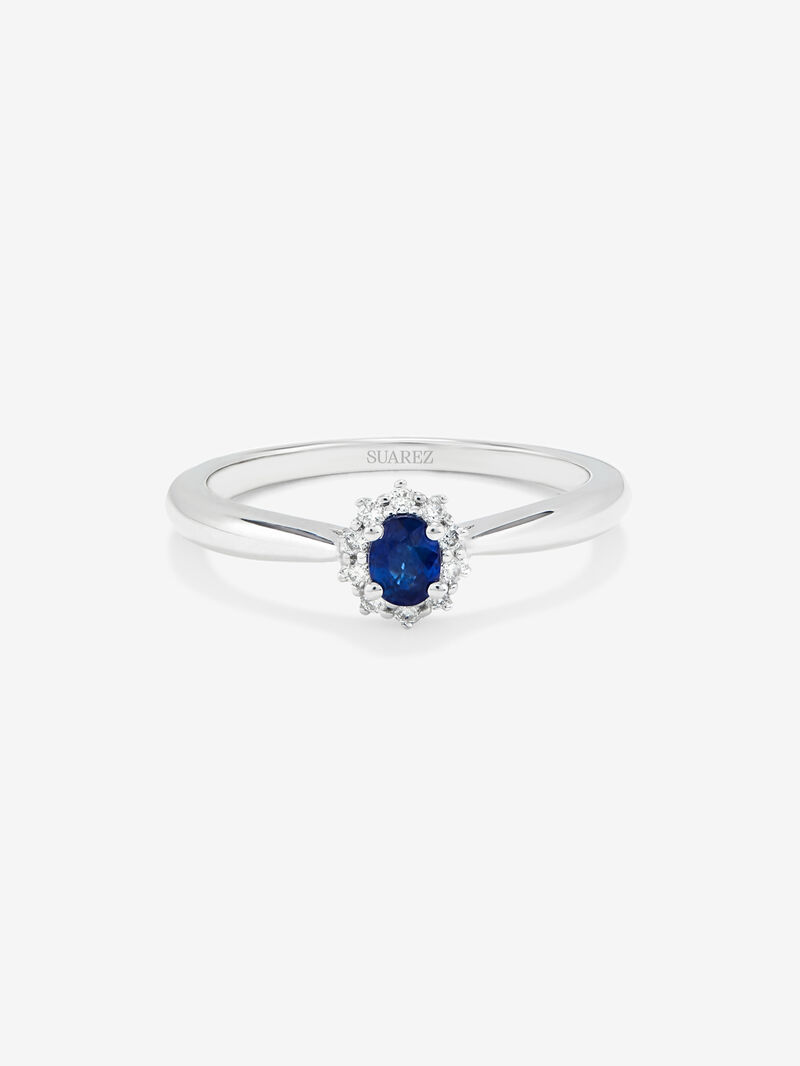 18K White Gold Ring with Blue Sapor image number 1