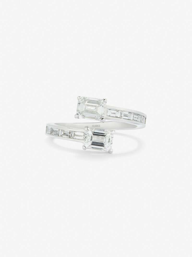 You and I of 18K White Gold with White Diamonds in Emerald and Bright Size of 1.97 CTS image number 2