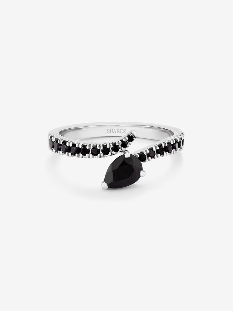 925 silver open ring with 19 pear-cut and brilliant spinels image number 1