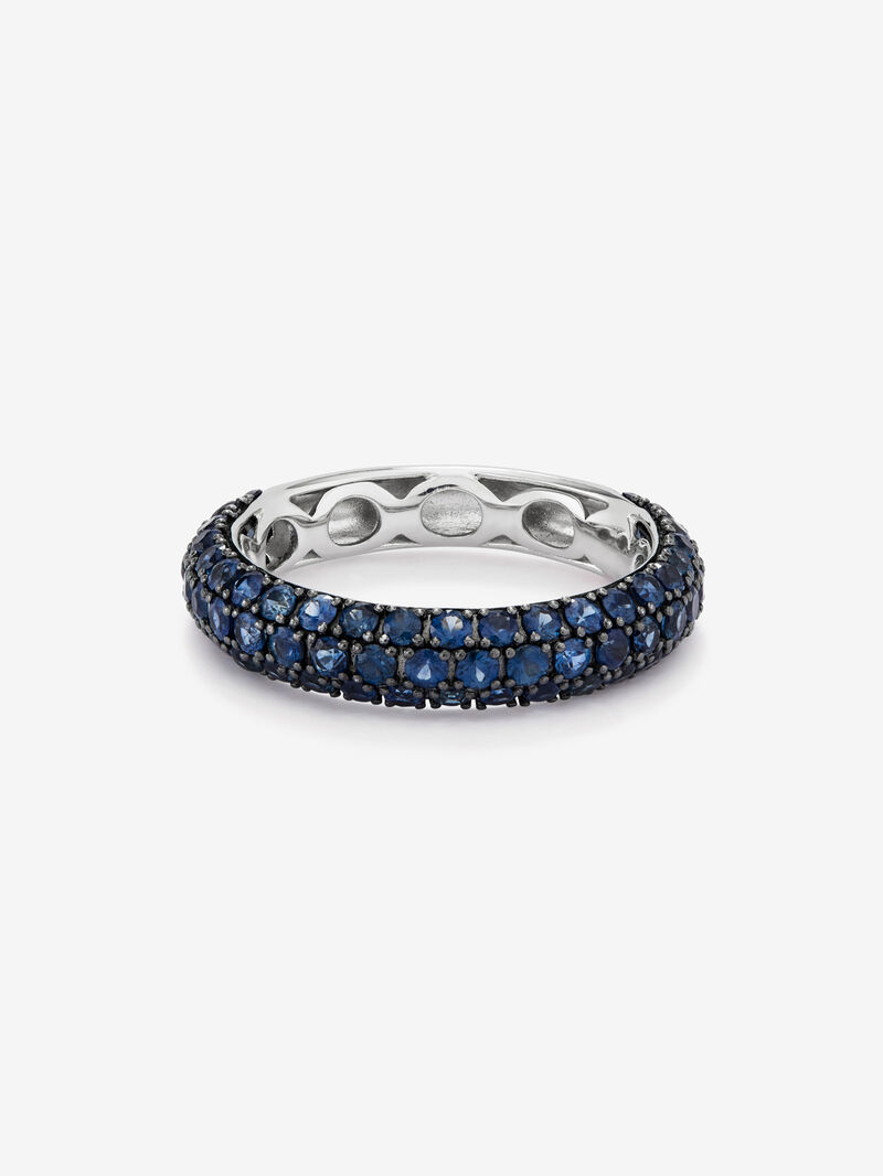 925 silver ring with 70 brilliant-cut blue sapphires with a total of 1.85 cts image number 2