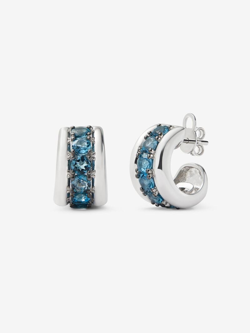 925 silver earrings with brilliant cut London blue topaz pave image number 0