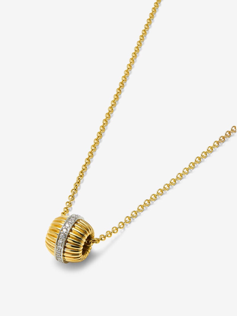 18K White and Yellow Gold Fluted Pendant with Pavé Diamonds image number 2