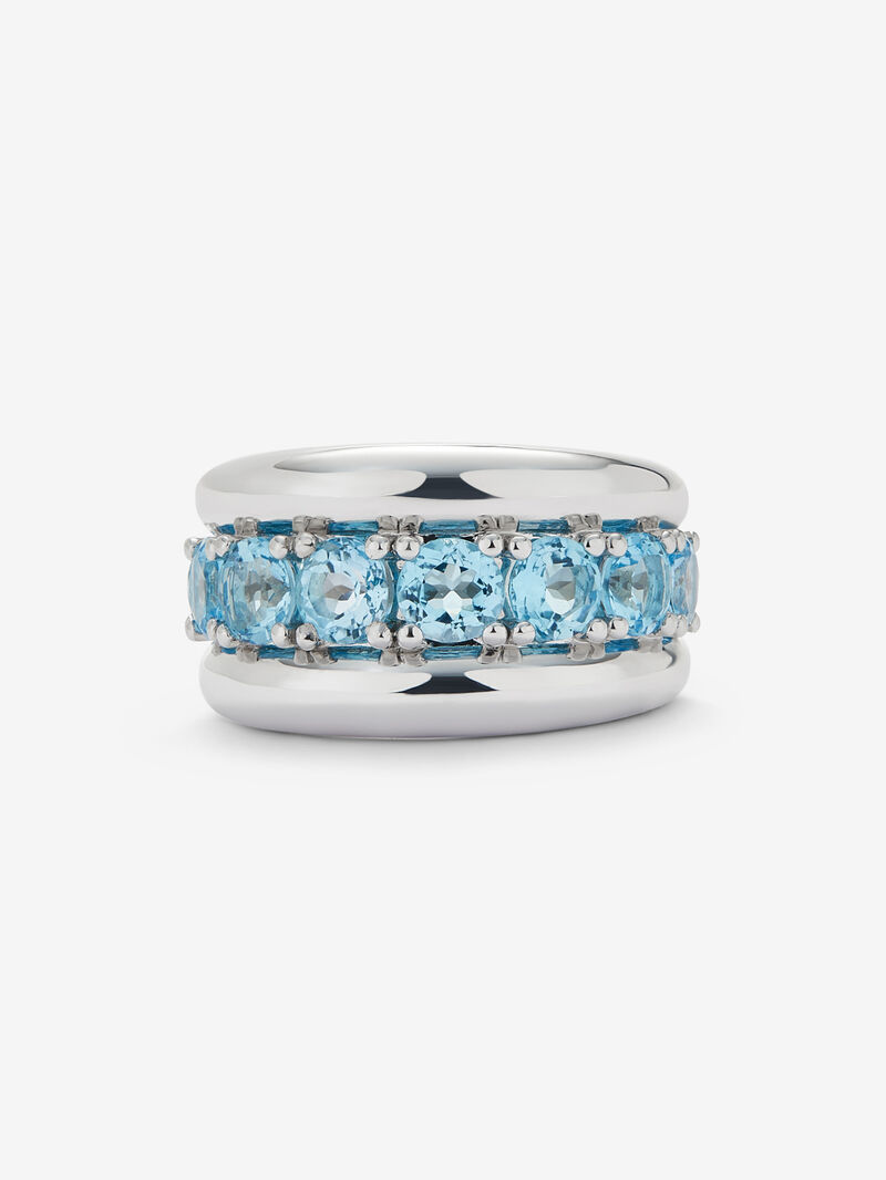 925 silver ring with brilliant-cut Swiss blue topaz pavé image number 2