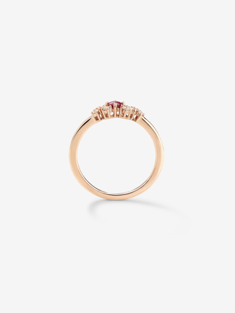 18K Rose gold ring with ruby and diamonds image number 4
