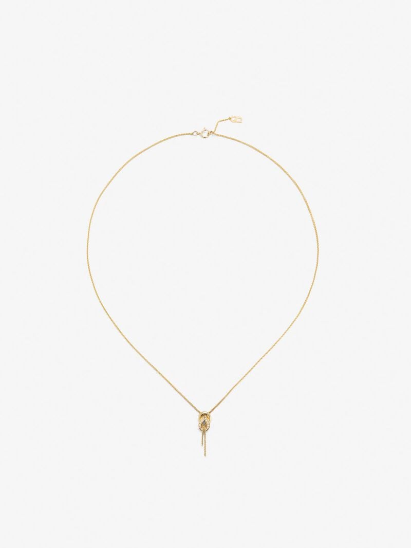 18K yellow gold pendant with white diamonds of 0.05 cts and knot shape image number 0