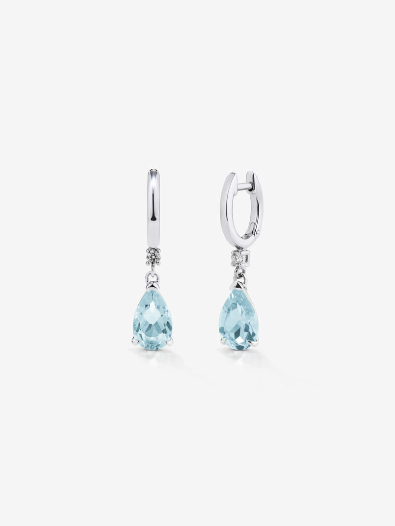 Long silver earrings with sky topaz image number 2
