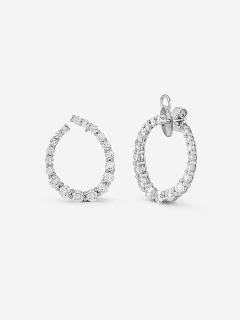18K White Gold Open Aro Earrings with Bright Size 3.1 CTS image number 1