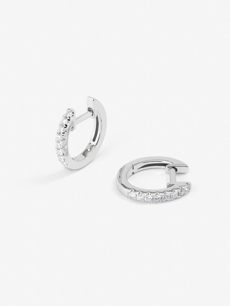 18K white gold hoop earrings with diamonds. image number 2