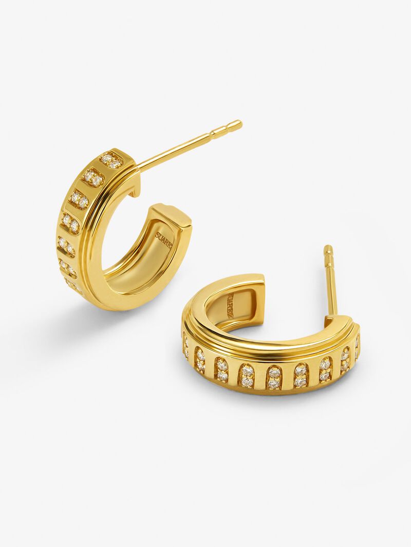 18K yellow gold hoop earrings with 40 brilliant-cut diamonds with a total of 0.18 cts image number 2