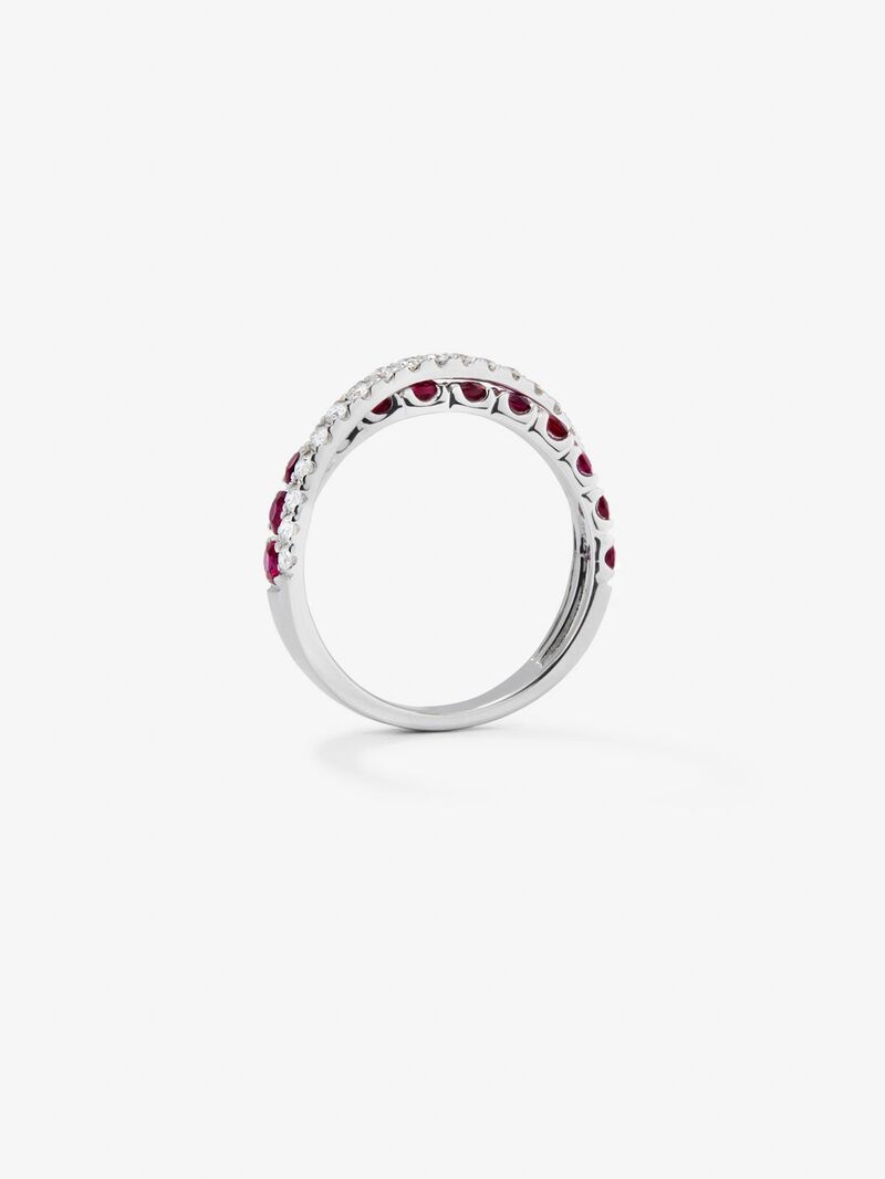 Double crossed ring in 18K white gold with 12 brilliant-cut rubies with a total of 0.95 cts and 20 brilliant-cut diamonds with a total of 0.33 cts image number 7