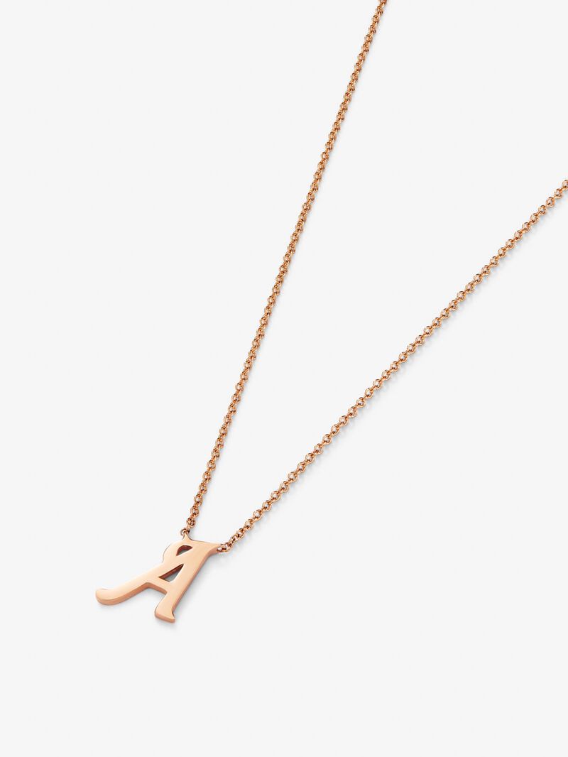 Pendant chain with initial A in 18K rose gold. image number 2