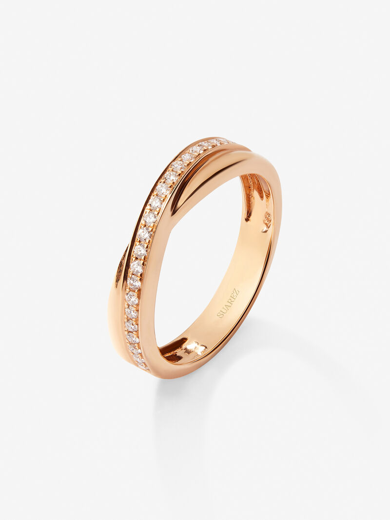 18K rose gold cross ring with 23 brilliant-cut diamonds with a total of 0.18 cts image number 0