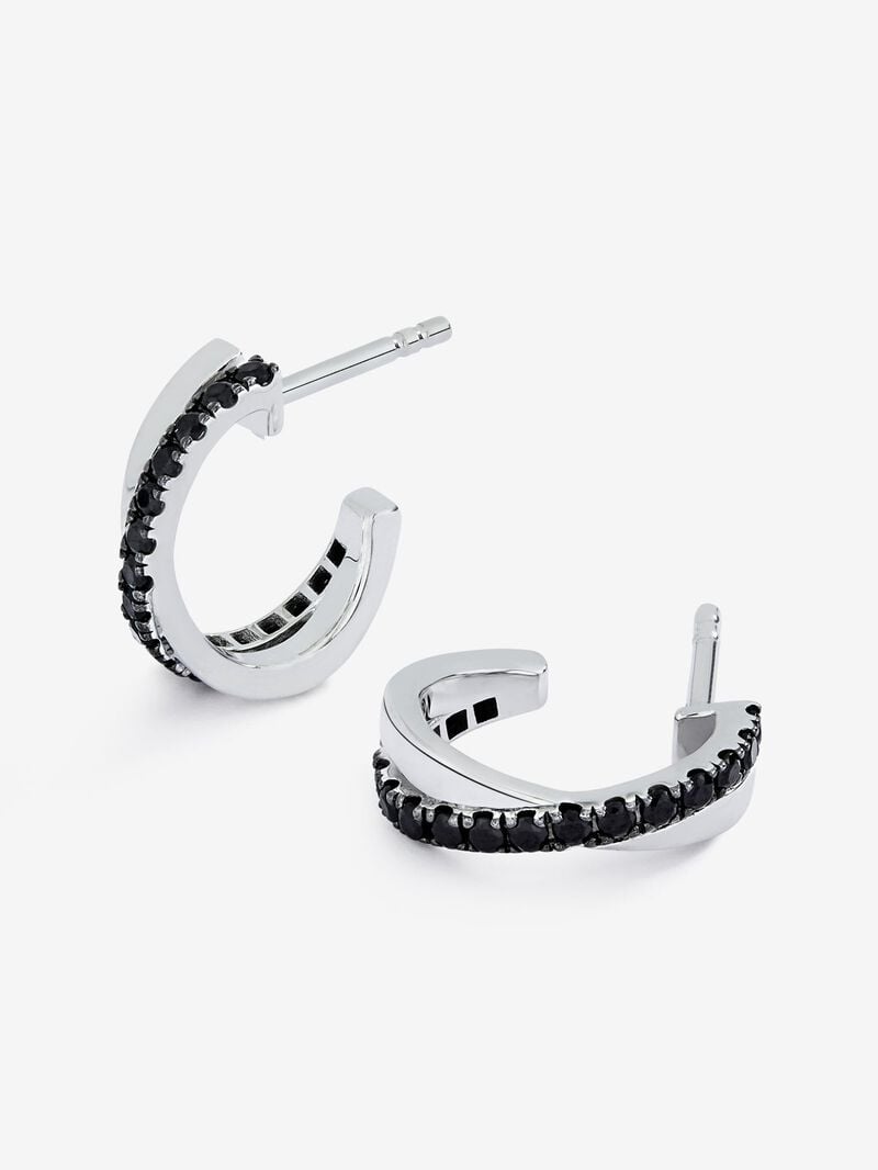 925 silver earrings with 36 brilliant-cut black spinels image number 2