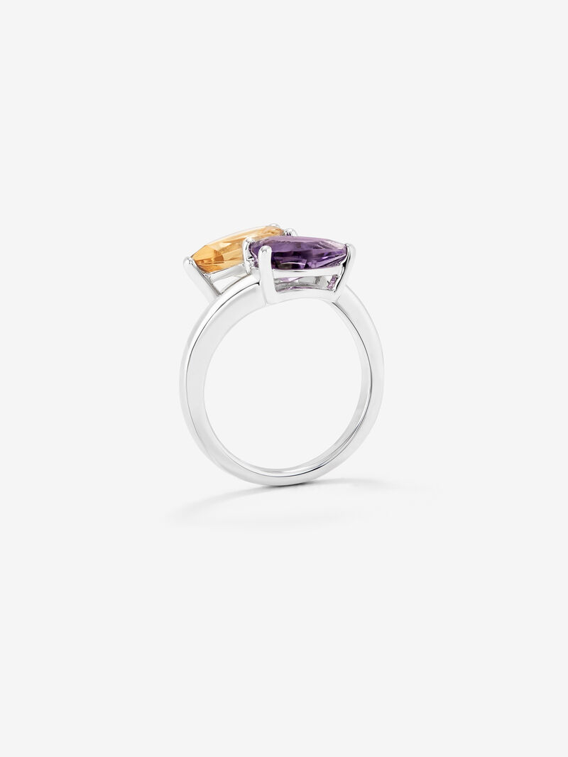 You and Me ring made of 925 silver with amethyst and citrine. image number 4